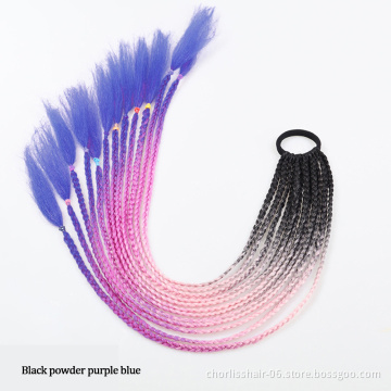 High Quality Best Selling 22 Inch Long Straight Mult-Color Rope Rubber Ban For Kids Ponytails Hair Extensions Synthetic